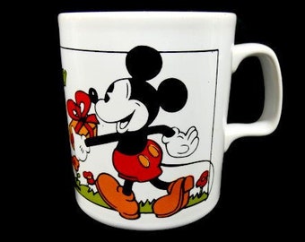 Vintage Mickey Mouse And Minnie Mouse Mug Cup Vintage Disney Mug