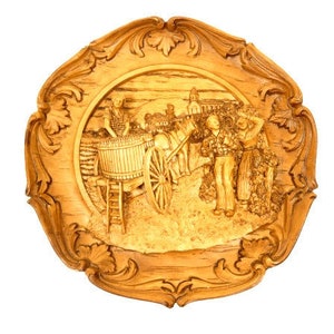 Vintage Decorative Plate Farmers Working On Their Land 9.25 Inches Scenery Home Decor Vintage Design Plaque