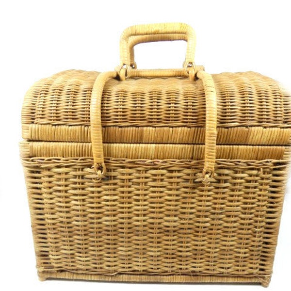 Große Vintage Wicker Handtasche Vintage Wicker Tasche Aufbewahrung Tasche Pick Nick Korb