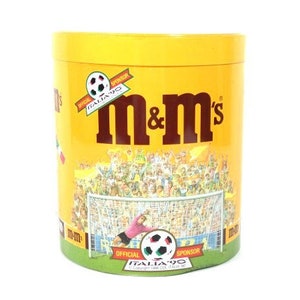 Vintage M&M Tin 7x6.25 Inches Italy 1990 Mars Soccer Tin Italy