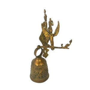 Antique Brass Door Knocker Angel Doorbell Vintage Door Bell