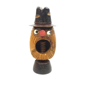 Vintage Wooden Nutcracker Cowboy Figurine With Hat Wood Nut Cracker Decorative Nutcracker Wood Carved Nutcracker