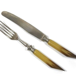 6 Vintage Solingen Knives Or Forks Bakelite Handle Rare Silverware