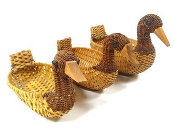 1 Wicker Duck Basket Vintage Wicker Duck Basket Beautiful Duck Basket Wicker Basket Nr 8 Egg Basket Kitchen Decor Basket