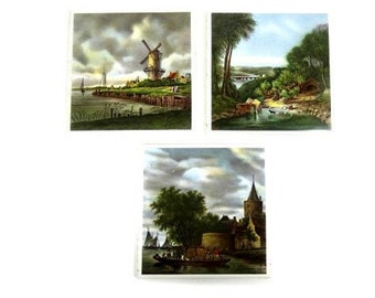 1 Vintage Tile By Mosa Holland Dutch Scenery Windmill Boat Landscape Tiles