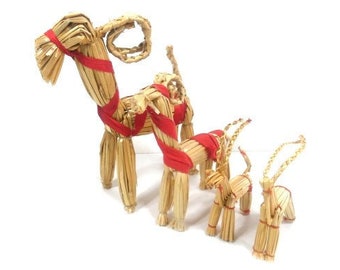 1 Small Vintage Straw Goat Handmade Christmas Decoration Scandinavian Christmas Design Swedish Danish Straw Animal Figure Nordic