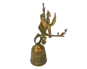 Antique Brass Door Knocker Angel Doorbell Vintage Door Bell