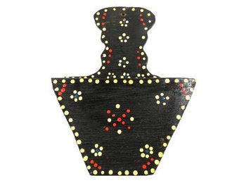 1 Hand Painted Black Wooden Coffee Filter Holder Folk Art Polka A Dot Design Dotted Art