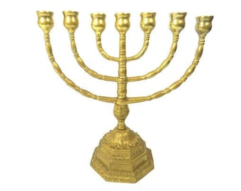 Large Brass Menorah Candle Stick Holder 10.75 inches Vintage Brass Candle Stick Holder