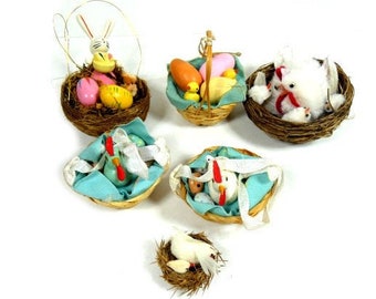 Vintage Ostern Dekorationen Set Osterdekorationen Holz Eier Osterhase Vögel