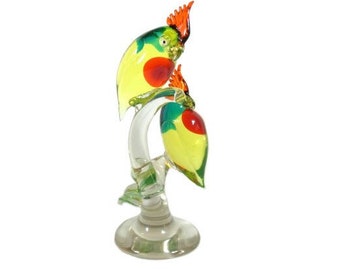 リヴィオ・セグソ ムラーノガラス 様式化された鳥のペア ミッド