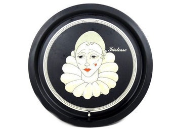 Vintage Pierrot Tray Black And White Metal Tray Beautiful Pierrot Tray Vintage Retro Design