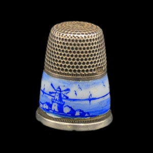 Sterling Silver Thimble Delfts Blauw Dutch Thimbles - Collector Thimble Size 10 Silver thimble - Star Marked Thimble