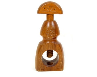 Vintage WOODEN NUTCRACKER and BOWL Wooden Head Skull Nut Cracker Handmade Nutcracker Wooden Handle Farm Kitchen Decor Gift idea zografa