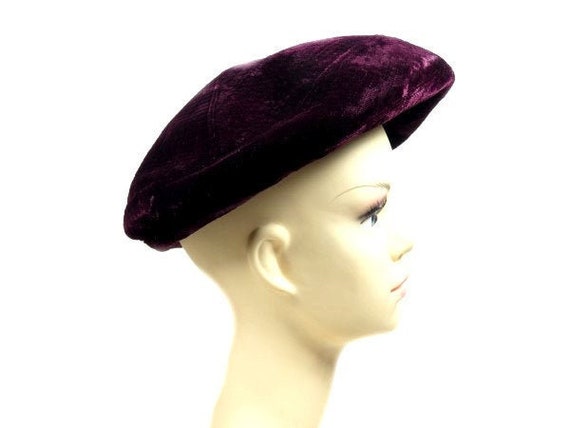 Vintage Dark Red Wine Red Beret Hat Tam 