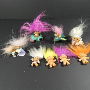 1 Vintage Small Russ Berrie Good Luck Troll Doll Surfing Surfer Skateboard Cop