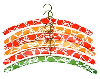 Set Of 6 Vintage Vinyl Cloth Hangers Clothing Hanger Clothes Hangers Cloth Pendant Orange Red Green White