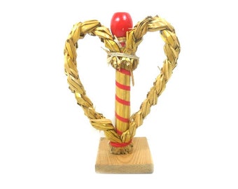1 Schwedischer Vintage Strohherz Kerzenständer Handgemachte Weihnachtsdekoration Skandinavisch Weihnachten Design Schwedisch Dänisch StrohFigur Nordisch