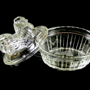 Vintage Glass Chicken Butter Dish Glass Rooster Candy Dish image 4