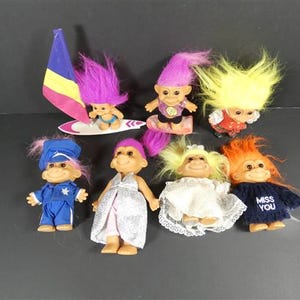 1 Vintage Russ Berrie Good Luck Troll Doll Surfing Surfer Skateboard Cop
