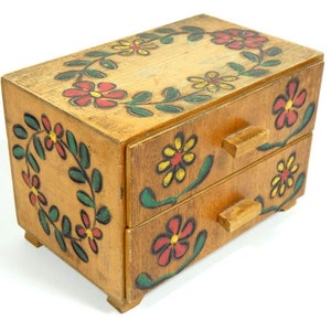 Vintage Wooden Jewelry Dresser Box Wood Dresser Jewelry Box