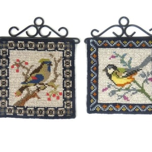 Vintage Bird Swedish Wool Art Wall Hanger Needlework Embroidery Decorative Hanger Wool Tapestry Nr 2
