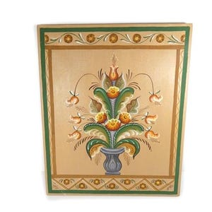 Vintage Swedish Rosemaling Painting On Canvas Painting Old Flowers In A Vase Flowers Scandinavian Art Sweden