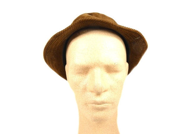 Vintage Brown German Corduroy Hat Fedora Hat Vint… - image 2