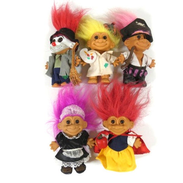 1 Vintage Russ Berrie Good Luck Troll Doll Hobo Clown Scarecrow Painter Pirate Maid Or Snow-white
