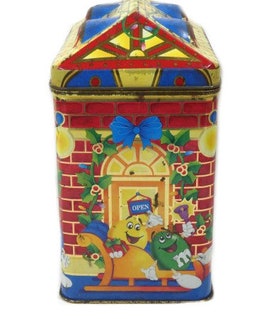 Vintage M&M Christmas Toys Tin 1996 Candy Tin Canister Cookie Jar