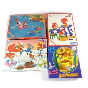 1 rompecabezas vintage de pájaro carpintero, rompecabezas de dibujos animados, rompecabezas de pájaros