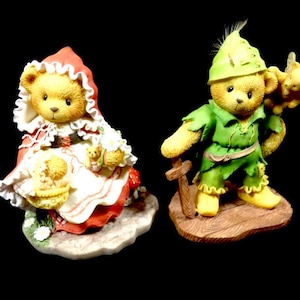 1 Vintage Cherished Teddies Figurine Little Red Riding Hood Or Peter Pan 1997 Fairytale Teddy Bear
