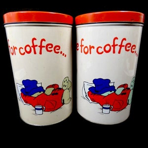 1 Vintage Paddington Bear Tin Canister Cookie Jar Storage Tin Box It's Always Time For Coffee 1995