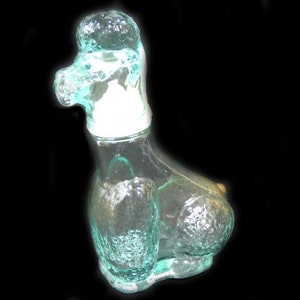 Vintage Poodle botella de perro - vintage botella de alcohol - botella de vidrio azul - decantador de vidrio