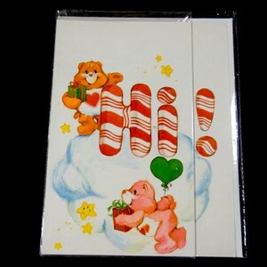 1 biglietto di Natale vintage Care Bears, nuovo biglietto di auguri di buon Natale inutilizzato