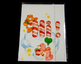 1 Vintage Care Bears Christmas Card Unused New Merry Christmas Card