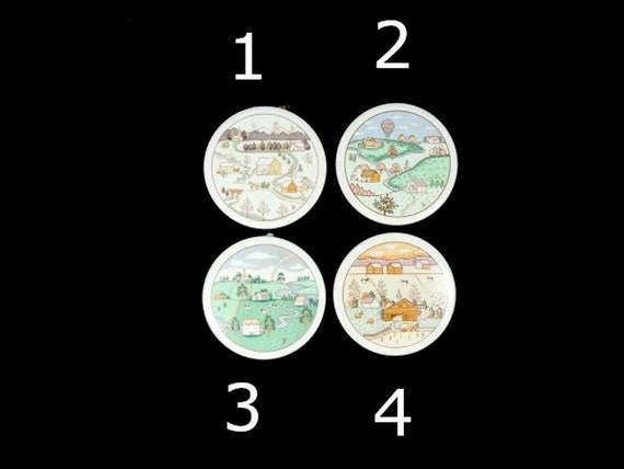 1 Vintage Round H&R Johnson LTD Scenery Tile Made in England