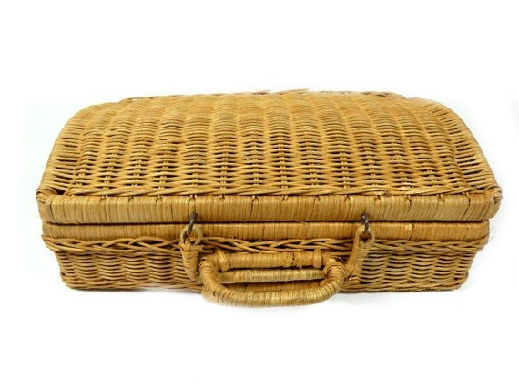 Vintage Wicker Handbag Vintage Wicker Bag Storage… - image 2