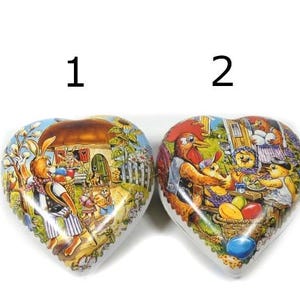 1 Vintage Paper Mache Easter Egg Heart Candy Container Easter Ornament German Design