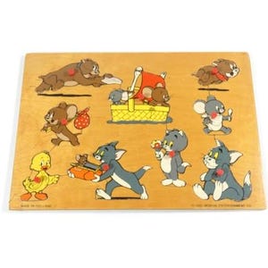 Vintage Tom And Jerry Wooden Peg Puzzle Cartoon Puzzle