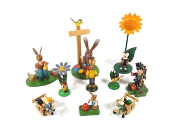1 Vintage Easter Bunny Decoration Wooden Easter Bunny Wooden Easter Bunnies Easter Ornaments Vintage Retro Design Musicians