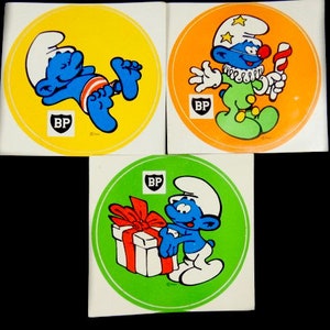 1 Vintage The Smurfs Sticker BP Gas Station Sticker Peyo Smurf Sticker