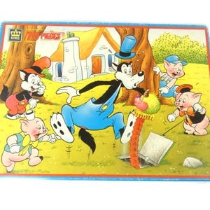 Rompecabezas vintage de Los tres cerditos Rompecabezas de dibujos animados de Disney Rompecabezas del lobo feroz