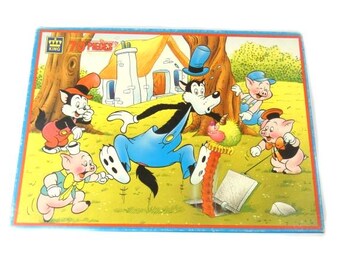 ヴィンテージの三匹の子豚のジグソーパズル ディズニーの漫画パズル