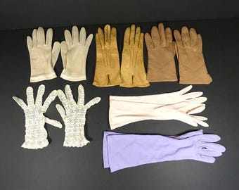 Vintage Pair Of Gloves For Women Vintage Leather Or Fabric Lace Gloves