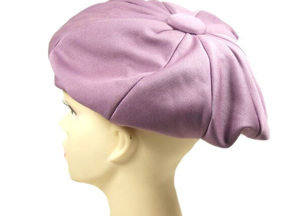 Vintage Purple Hat Beret Style Hat Large Oversize… - image 3