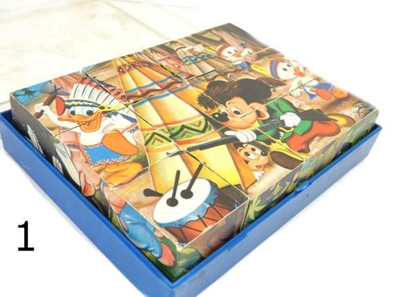 1 ヴィンテージ ディズニー ブロックパズル ドナルドダック ミッキー