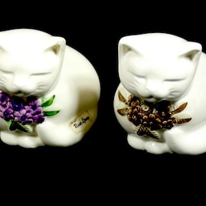 Vintage Rosa Ljung Cat White Small Cat Purple Or Brown Swedish Design Scandinavian Design