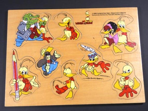 1 Vintage Alfred J Quack Wooden Peg Puzzle Alfred J Kwak 1989 - Etsy