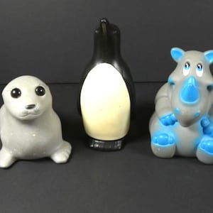 1 Vintage Animal Money Bank Penguin Seal Or Rhinoceros Piggy Bank Money Bank Vintage Rhino Troll Bank